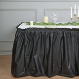 14ft Black Ruffled Plastic Disposable Table Skirt, Waterproof Outdoor/Indoor Table Drape