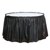 14ft Black Ruffled Plastic Disposable Table Skirt, Waterproof Outdoor/Indoor Table Drape