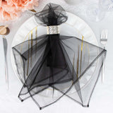 10 Pack | Black Sheer Organza Decorative Dinner Table Napkins - 23x23inch