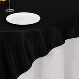 72x72inch Black Lamour Satin Table Overlay, Square Tablecloth Topper