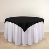 54" Black Premium Scuba Wrinkle Free Square Table Overlay, Scuba Polyester Table Topper