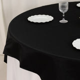 72x72inch Black Lamour Satin Table Overlay, Square Tablecloth Topper