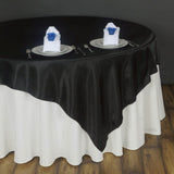 90"x90" Black Satin Square Table Overlay