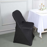 Black Spandex Stretch Fitted Folding Slip On Chair Cover - 160 GSM