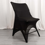 Black Premium Spandex Wedding Chair Cover With 3-Way Open Arch, Fitted Stretched