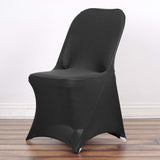 Black Spandex Stretch Fitted Folding Slip On Chair Cover - 160 GSM