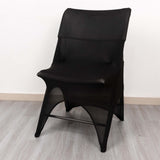 Black Premium Spandex Wedding Chair Cover With 3-Way Open Arch, Fitted Stretched