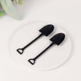 100 Pack Black Mini Shovel Plastic Ice Cream Spoons, 4.5inch Disposable Dessert Spoons