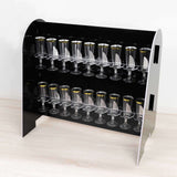 25" Glossy Black 18 Champagne Glass Display Stand, 2-Tier Table Top Cocktail Rack