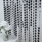 Black Star Chain Foil Fringe Curtain Party Backdrop, Metallic Black Tinsel Streamer Party Decor