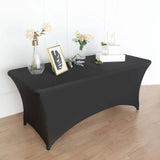 6ft Black Open Back Stretch Spandex Table Cover, Rectangular Fitted Tablecloth