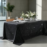 Scuba Rectangular Tablecloth 90×132inch Black Rhinestone Accents – Seamless, Wrinkle-Free