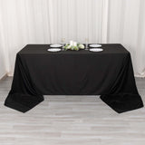 90x156inch Black Premium Scuba Rectangular Tablecloth, Wrinkle Free Polyester Seamless