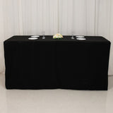 Fitted Polyester 96"x24"x42" Rectangle Tablecloth Black - Durable Fit for Elevated Tables