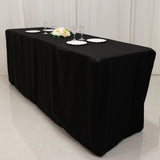 Fitted Polyester 96"x24"x42" Rectangle Tablecloth Black - Durable Fit for Elevated Tables