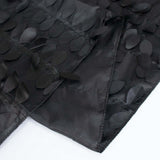 132inch Black 3D Leaf Petal Taffeta Fabric Round Tablecloth
