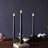 Set of 3 | 11 inch Black Flickering Flameless Battery Operated LED Taper Candles