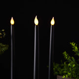 Set of 3 | 11 inch Black Flickering Flameless Battery Operated LED Taper Candles