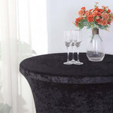 Black Crushed Velvet Spandex Fitted Round Highboy Cocktail Table Cover