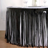 30inch x 9FT Metallic Foil Fringe Table Skirt, Self Adhesive Party Table Skirt - Black