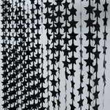 Black Star Chain Foil Fringe Curtain Party Backdrop, Metallic Black Tinsel Streamer Party Decor