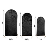 Set of 3 Black Crushed Velvet Chiara Backdrop Stand Covers For Round Top Wedding Arches