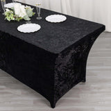 6ft Black Crushed Velvet Spandex Fitted Rectangular Table Cover