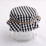 6inch Black/White Gingham Mason Jar Cloth Lid Covers, Checkered Jam Jar Covers with Jute String