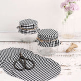 6inch Black/White Gingham Mason Jar Cloth Lid Covers, Checkered Jam Jar Covers with Jute String