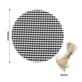 6inch Black/White Gingham Mason Jar Cloth Lid Covers, Checkered Jam Jar Covers with Jute String