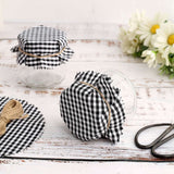 6inch Black/White Gingham Mason Jar Cloth Lid Covers, Checkered Jam Jar Covers with Jute String