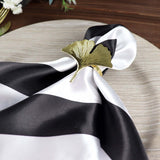 5 Pack | Black & White Striped Satin Cloth Dinner Napkins | 20x20Inch