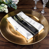 5 Pack | Black & White Striped Satin Cloth Dinner Napkins | 20x20Inch