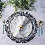 6 Pack Black Vinyl Placemats, Decorative Woven Non-Slip Round Table Mats 15"