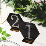 5 Pack | 5inch Black / Gold Acrylic Hexagon Wedding Table Sign Holders, Number Stands