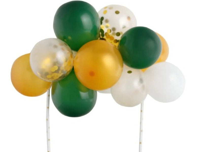 Green and white balloon cluster
