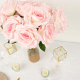 2 Bushes | 17inch Blush Rose Gold Premium Silk Jumbo Rose Flower Bouquet, Floral Arrangements