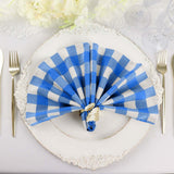 5 Pack | Blue/White Buffalo Plaid Cloth Dinner Napkins, Gingham Style | 15x15Inch