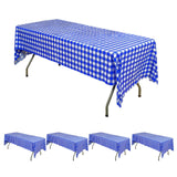 5 Pack Royal Blue Checkered Rectangle Plastic Table Covers, 54x108inch PVC Waterproof Disposable