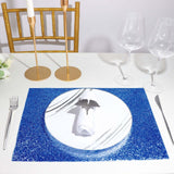 6 Pack | Royal Blue Sparkle Placemats, Non Slip Decorative Rectangle Glitter Table Mat