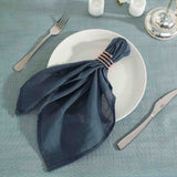 5 Pack | Blue Slubby Textured  Cloth Dinner Napkins, Wrinkle Resistant Linen | 20x20Inch