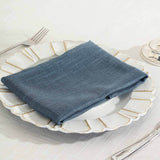 5 Pack | Blue Slubby Textured  Cloth Dinner Napkins, Wrinkle Resistant Linen | 20x20Inch