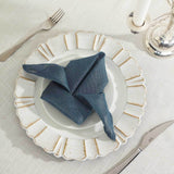 5 Pack | Blue Slubby Textured  Cloth Dinner Napkins, Wrinkle Resistant Linen | 20x20Inch