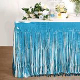 30inch x 9FT Metallic Foil Fringe Table Skirt, Self Adhesive Party Table Skirt - Blue