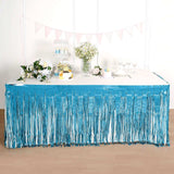 30inch x 9FT Metallic Foil Fringe Table Skirt, Self Adhesive Party Table Skirt - Blue