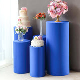 Set of 5 Royal Blue Cylinder Stretch Fitted Pedestal Pillar Prop Covers