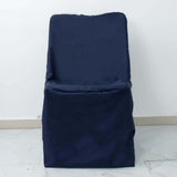 Navy Blue Lifetime Polyester Reusable Folding Chair Cover, Durable Slip On Chair Cover