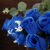 12 Bushes | Royal Blue Artificial Premium Silk Flower Rose Bud Bouquets