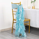 5 Pack Light Blue Curly Willow Chiffon Satin Chair Sashes