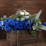 12 Bushes | Royal Blue Artificial Premium Silk Flower Rose Bud Bouquets